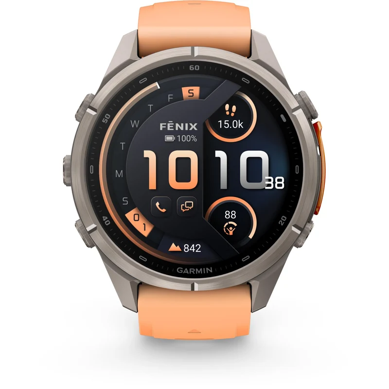 Garmin fenix 9 Pro InReach 43mm Titanium with Shell Pink/Autumn Orange Silicone Band