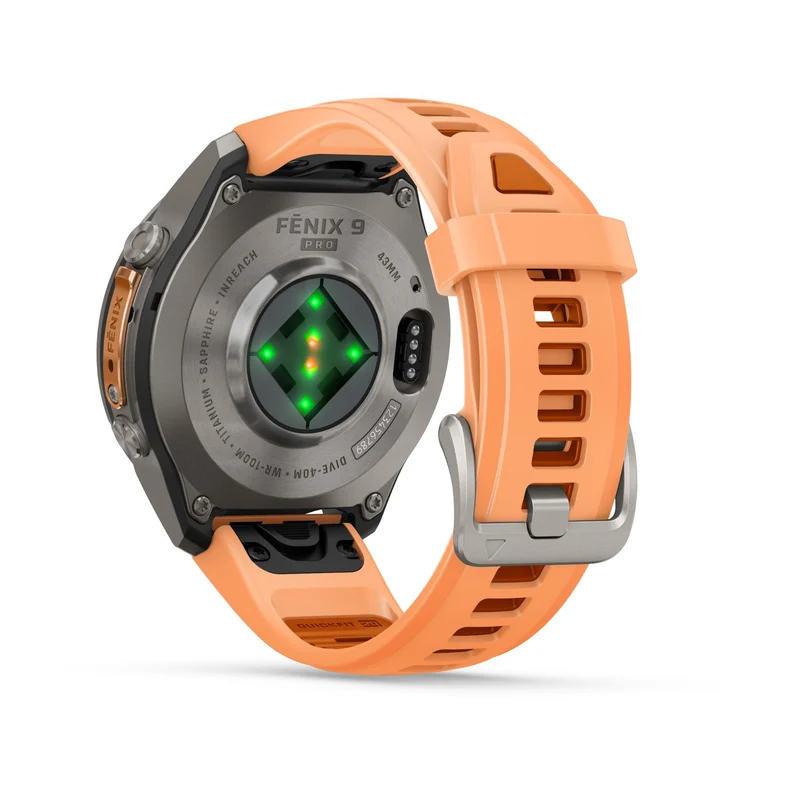 Garmin fenix 9 Pro InReach 43mm Titanium with Shell Pink/Autumn Orange Silicone Band