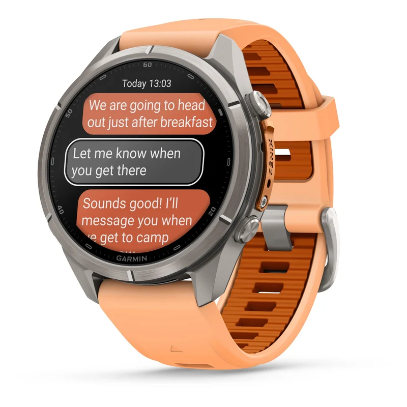 Garmin fenix 9 Pro InReach 43mm Titanium with Shell Pink/Autumn Orange Silicone Band