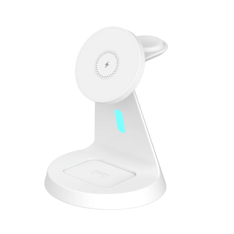 Laser 3 in 1 Wireless Charging Stand for Phone and Watch (White)