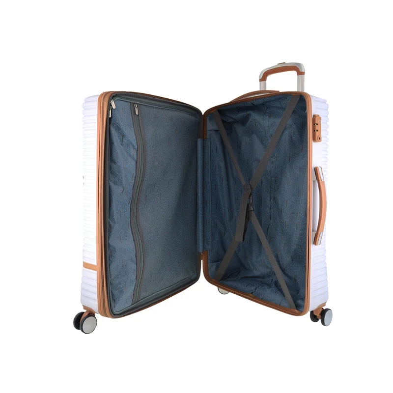 Pierre Cardin Medium Hard-Shell Suitcase Travel Luggage 70cm (White)