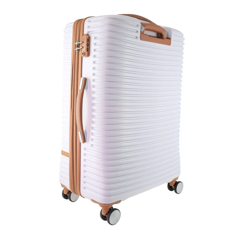 Pierre Cardin Medium Hard-Shell Suitcase Travel Luggage 70cm (White)