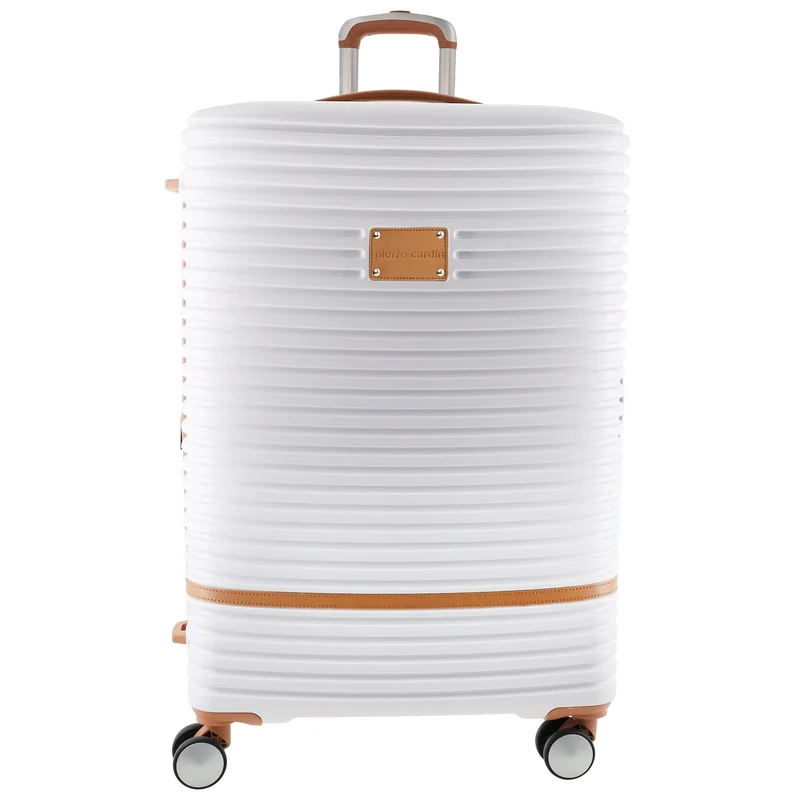 Pierre Cardin Medium Hard-Shell Suitcase Travel Luggage 70cm (White)