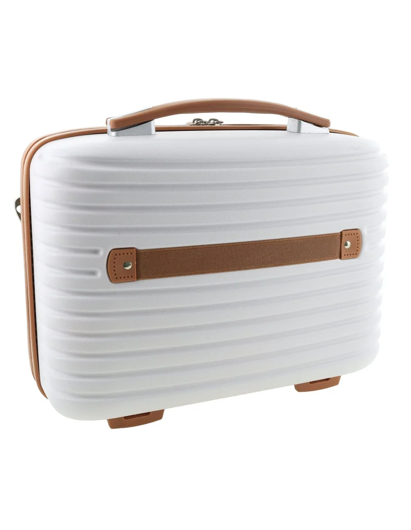 Pierre Cardin Medium Hardshell Suitcase and Beauty Case Set (White)
