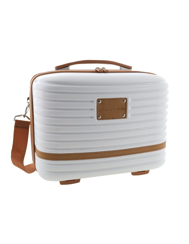 Pierre Cardin Medium Hardshell Suitcase and Beauty Case Set (White)