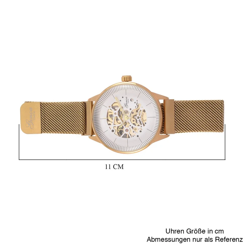 GENOA Automatik Mechanische Uhr mit Schwarzem Sonnenschein-Hohlzifferblatt und Modernem Minimalistischem Runddesign