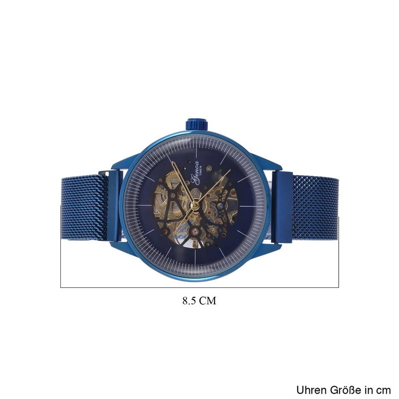 GENOA Automatik Mechanische Uhr mit Schwarzem Sonnenschein-Hohlzifferblatt und Modernem Minimalistischem Runddesign