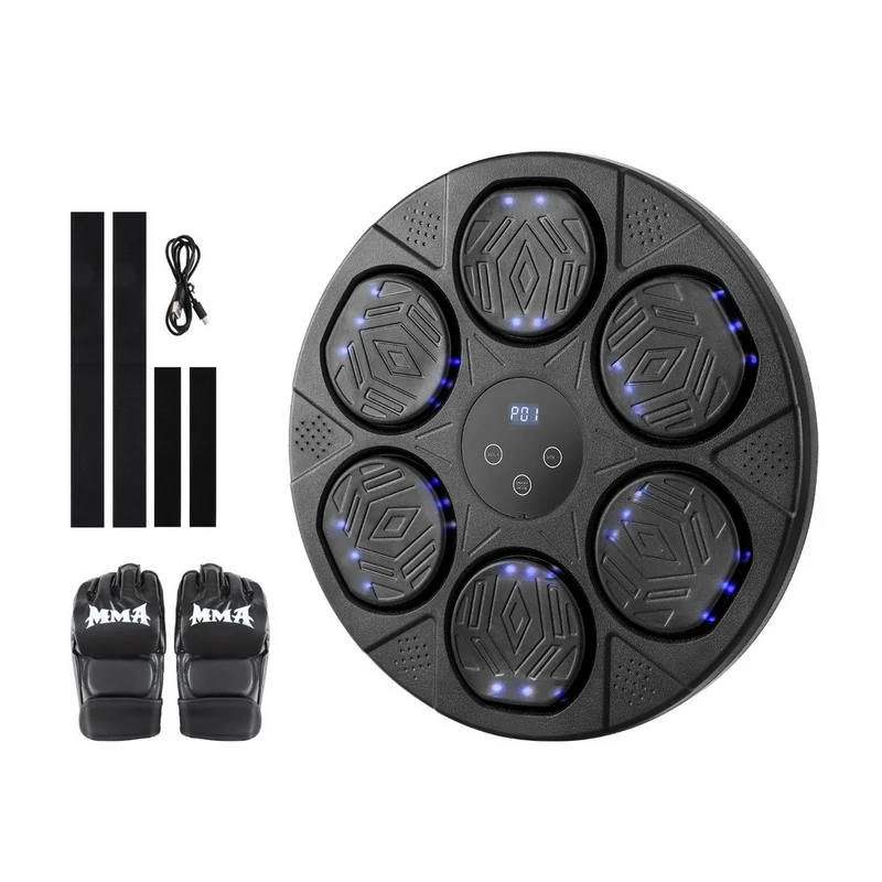 Everfit Music Boxing Machine Bluetooth Wall-Mounted Punch Target with LED Display & Gloves