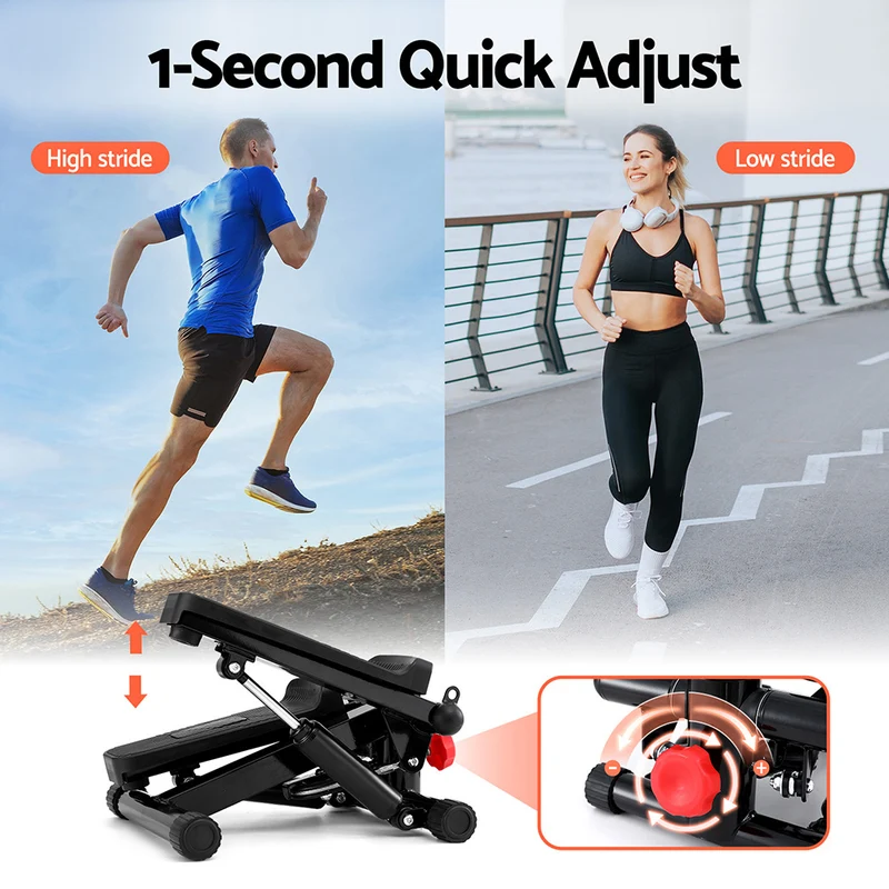 Everfit Mini Stepper with Resistance Rope Aerobic for Exercise Compact Home Workout (Black)