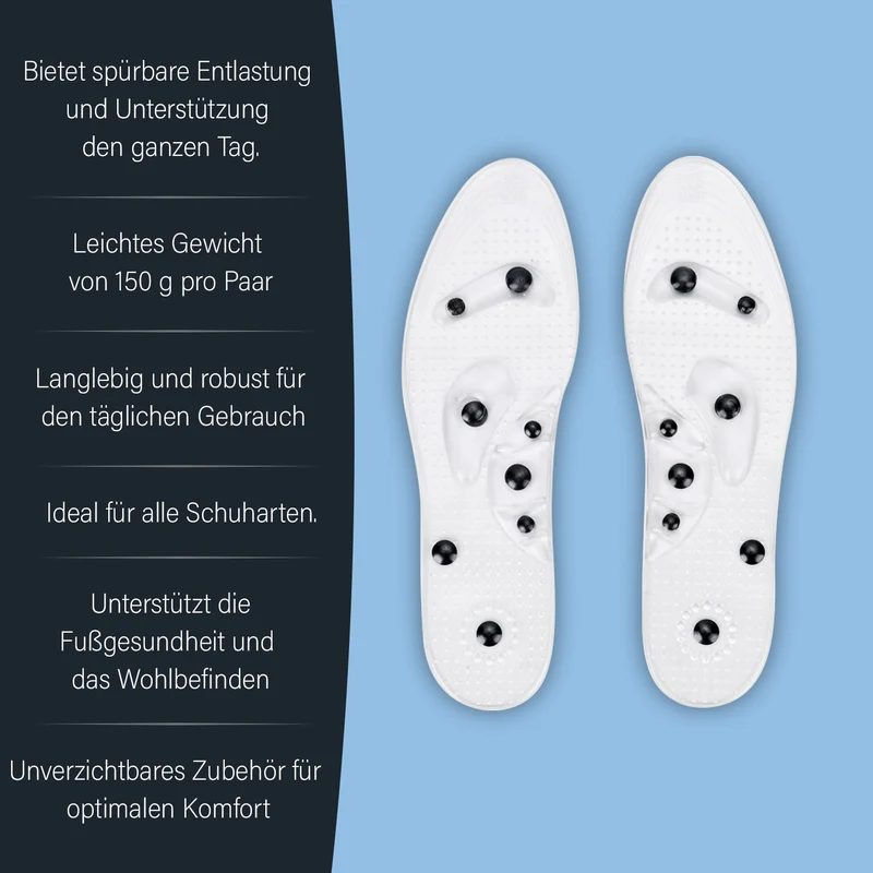 Magnetische Silikon Einlegesohlen, Akupressur-Therapie, Größe 45 bis 49, Transparent