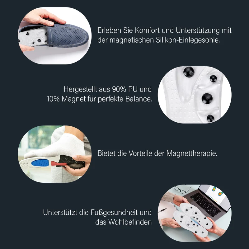 Magnetische Silikon Einlegesohlen, Akupressur-Therapie, Größe 45 bis 49, Transparent