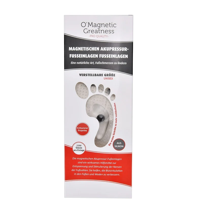 Magnetische Silikon Einlegesohlen, Akupressur-Therapie, Größe 45 bis 49, Transparent