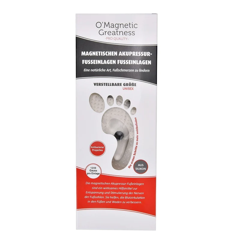 Magnetische Silikon Einlegesohlen, Akupressur-Therapie, Größe 45 bis 49, Transparent