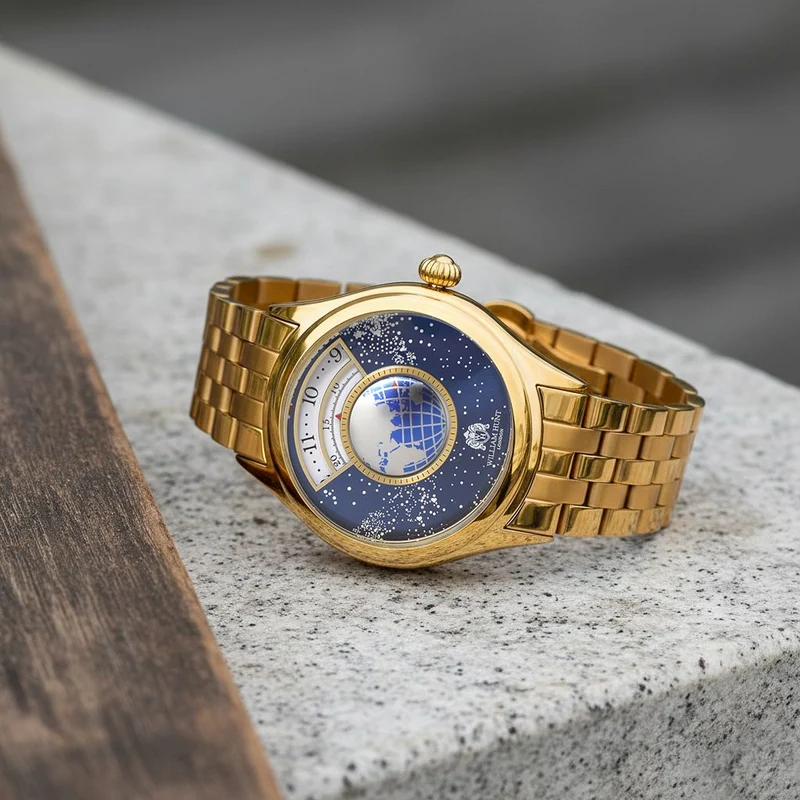 WILLIAM HUNT - Automatik Armbanduhr mit mechanischem Uhrwerk Sternenhimmel Zifferblatt, 316L Edelstahl, Silber