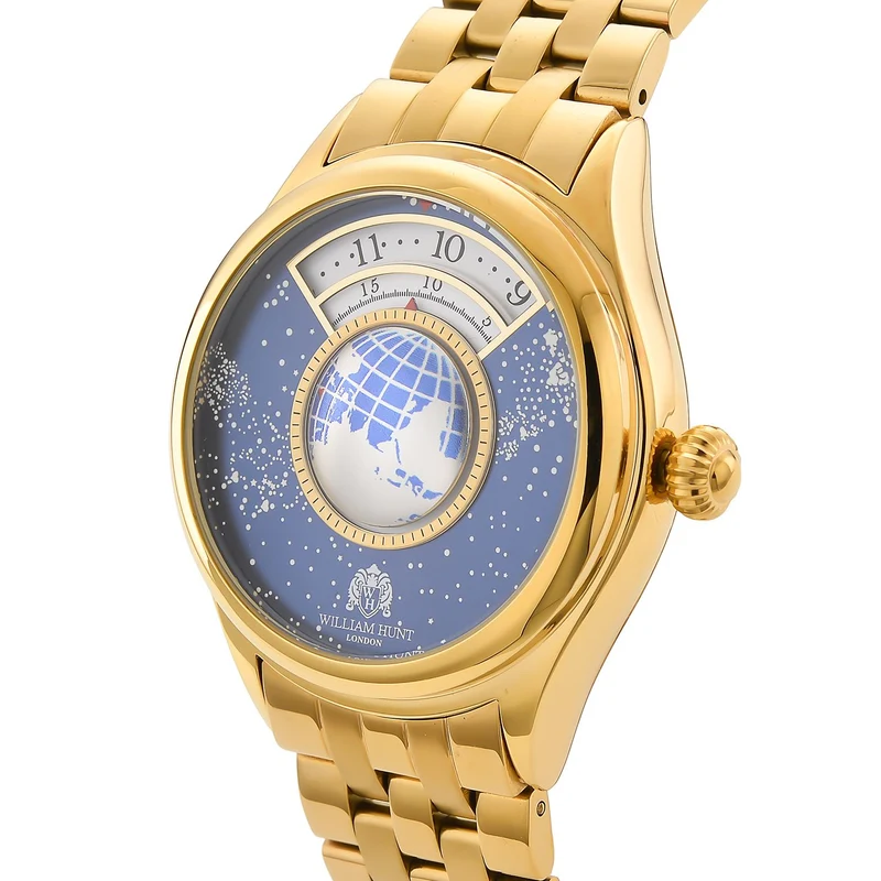 WILLIAM HUNT - Automatik Armbanduhr mit mechanischem Uhrwerk Sternenhimmel Zifferblatt, 316L Edelstahl, Silber