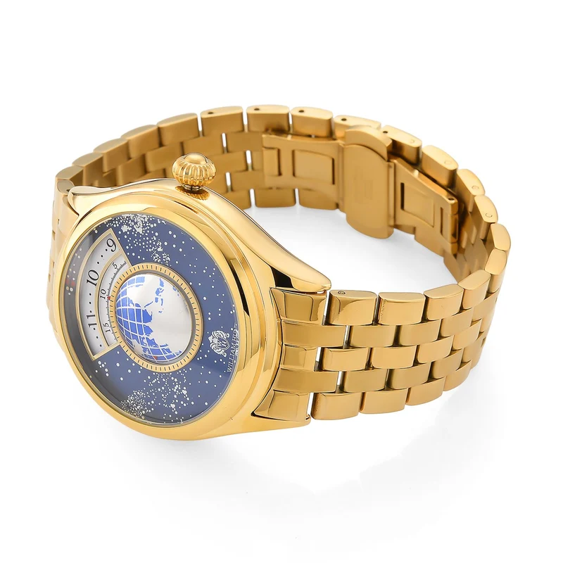 WILLIAM HUNT - Automatik Armbanduhr mit mechanischem Uhrwerk Sternenhimmel Zifferblatt, 316L Edelstahl, Silber