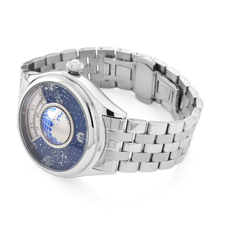 WILLIAM HUNT - Automatik Armbanduhr mit mechanischem Uhrwerk Sternenhimmel Zifferblatt, 316L Edelstahl, Silber