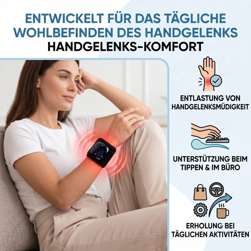 LIVMORE Handgelenkbandage mit Rotlicht und Infrarotlicht, 660nm und 850nm, Neopren, 41x9cm, Schwarz