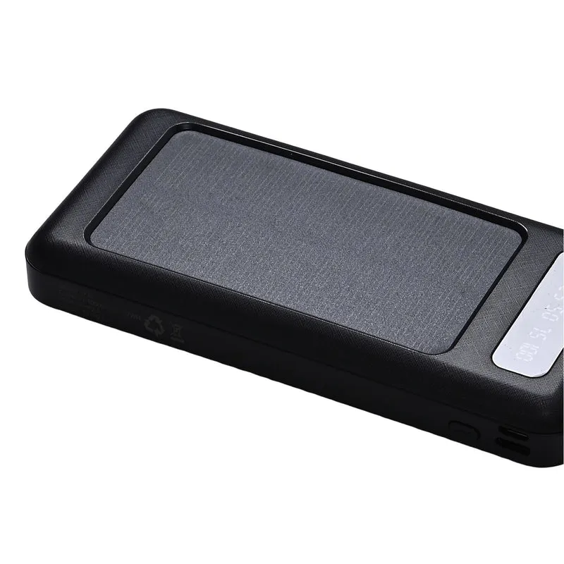 Powerbank mit 10.000 mAh, integrierter LED-Taschenlampe, 4 integrierten Kabeln und Handyhalterung, 14x7x2cm, Weiß