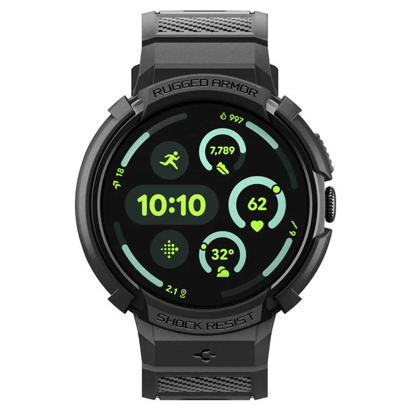 Spigen Pixel Watch 5/4 41mm Rugged Armor Pro Band Case with Stand (Black)