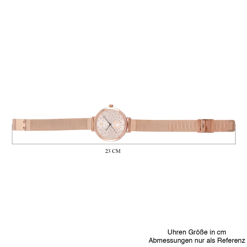 Weißer Kristall Uhren 8.5 cm Reiner Edelstahl Std Rose