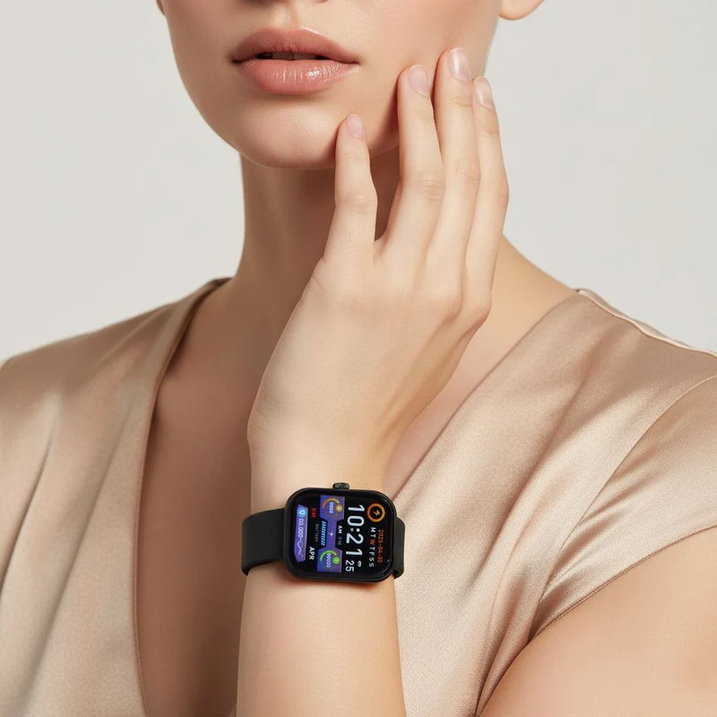 G21 Smartwatch, 2.01 Zoll HD Display, Pink-Schwarzes Silikonarmband