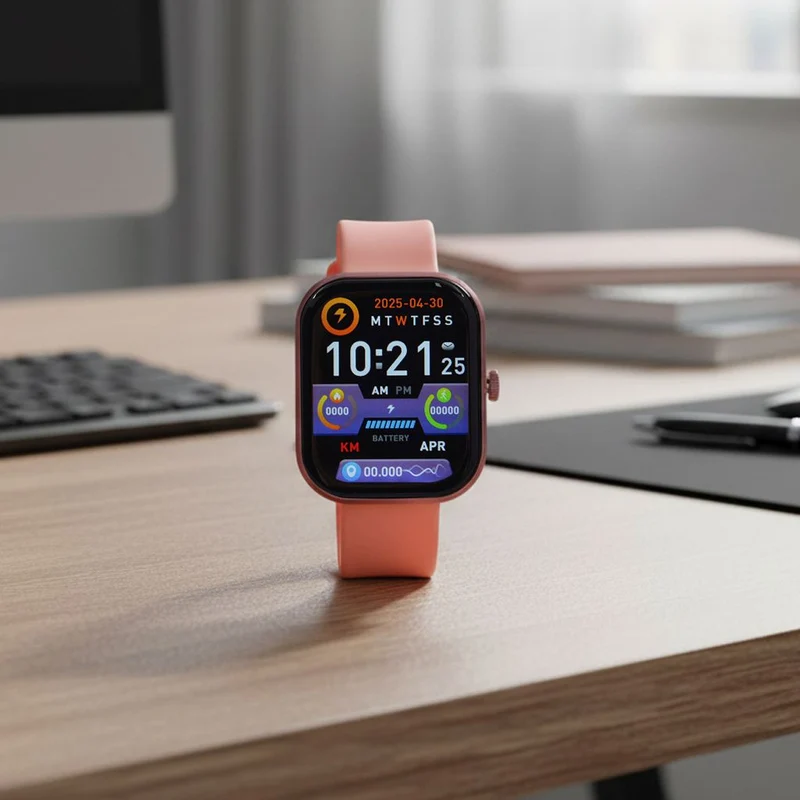 G21 Smartwatch, 2.01 Zoll HD Display, Pink-Schwarzes Silikonarmband