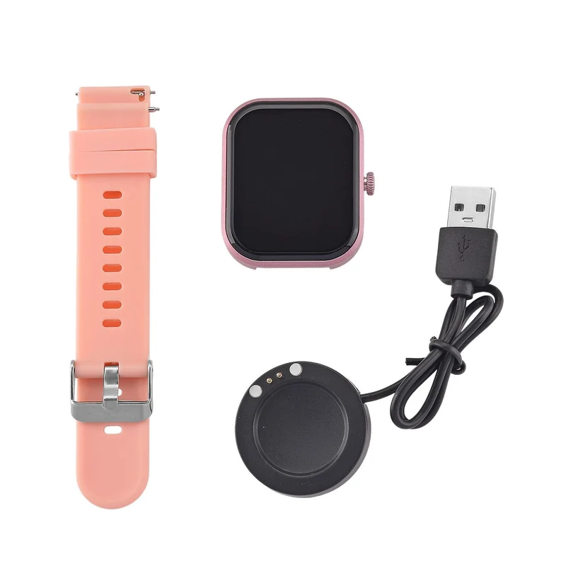 G21 Smartwatch, 2.01 Zoll HD Display, Pink-Schwarzes Silikonarmband