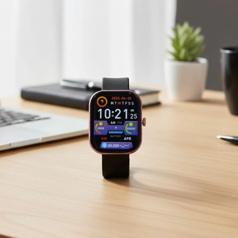 G21 Smartwatch, 2.01 Zoll HD Display, Pink-Schwarzes Silikonarmband