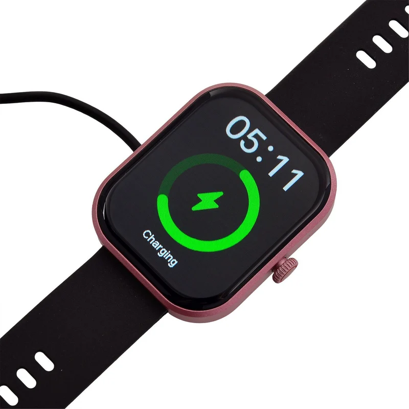 G21 Smartwatch, 2.01 Zoll HD Display, Pink-Schwarzes Silikonarmband
