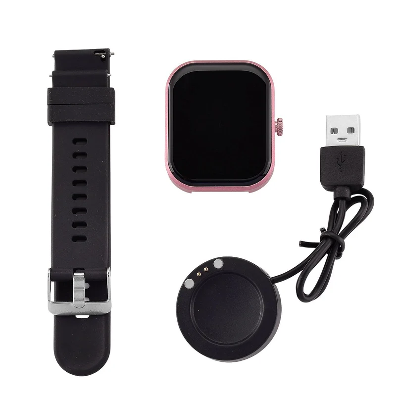 G21 Smartwatch, 2.01 Zoll HD Display, Pink-Schwarzes Silikonarmband