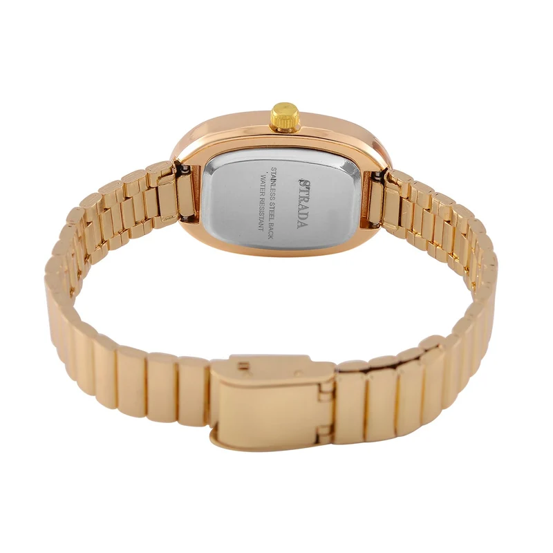 STRADA - Elegante Armbanduhr mit Japanischem PC21S Werk, Stahlsonnenschliff-Zifferblatt und Edelstahlarmband, Reiner Edelstahl, 19 cm