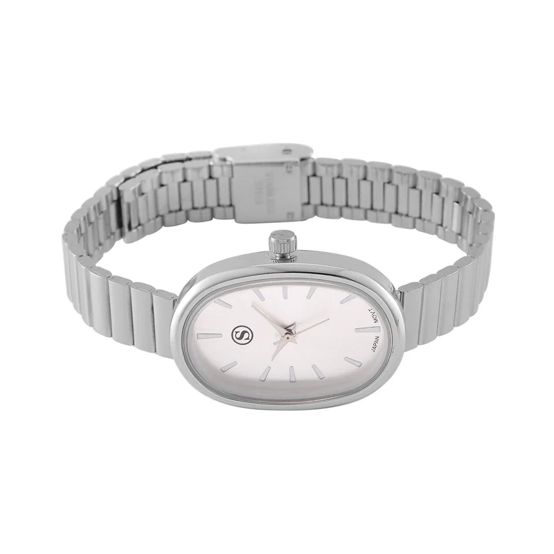 STRADA - Elegante Armbanduhr mit Japanischem PC21S Werk, Stahlsonnenschliff-Zifferblatt und Edelstahlarmband, Reiner Edelstahl, 19 cm