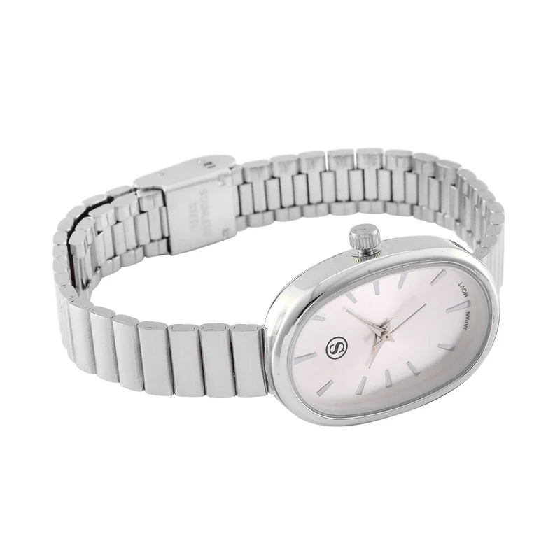 STRADA - Elegante Armbanduhr mit Japanischem PC21S Werk, Stahlsonnenschliff-Zifferblatt und Edelstahlarmband, Reiner Edelstahl, 19 cm