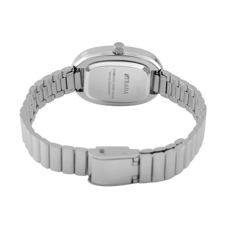 STRADA - Elegante Armbanduhr mit Japanischem PC21S Werk, Stahlsonnenschliff-Zifferblatt und Edelstahlarmband, Reiner Edelstahl, 19 cm