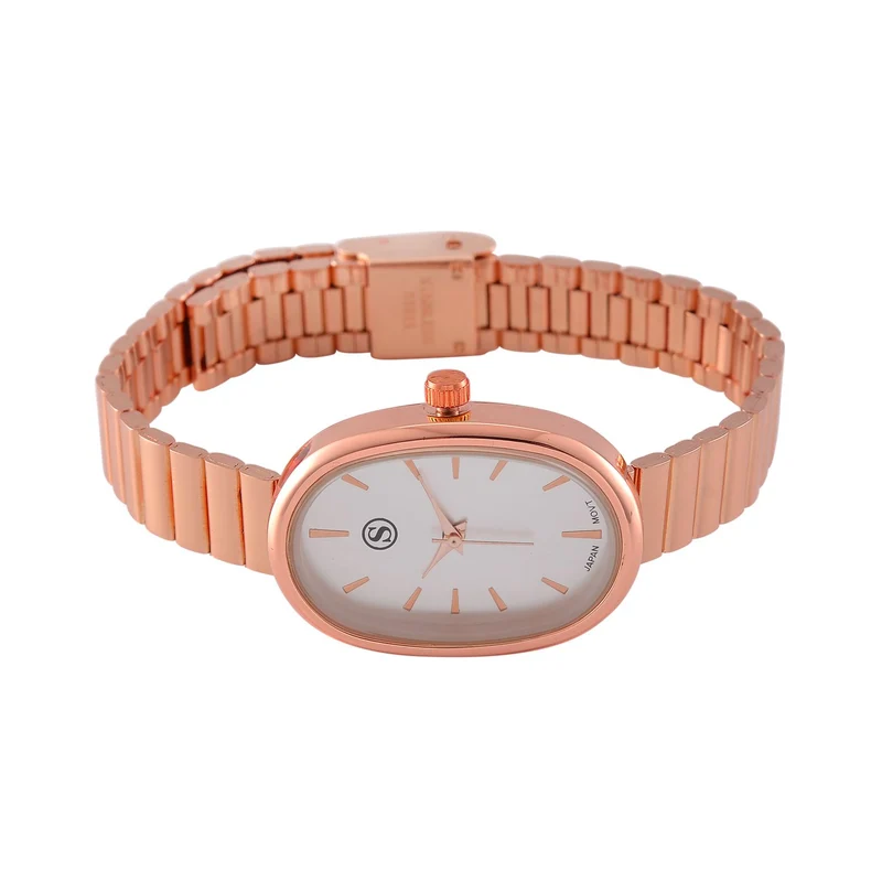 STRADA - Elegante Armbanduhr mit Japanischem PC21S Werk, Stahlsonnenschliff-Zifferblatt und Edelstahlarmband, Reiner Edelstahl, 19 cm