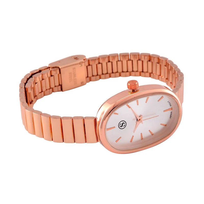 STRADA - Elegante Armbanduhr mit Japanischem PC21S Werk, Stahlsonnenschliff-Zifferblatt und Edelstahlarmband, Reiner Edelstahl, 19 cm