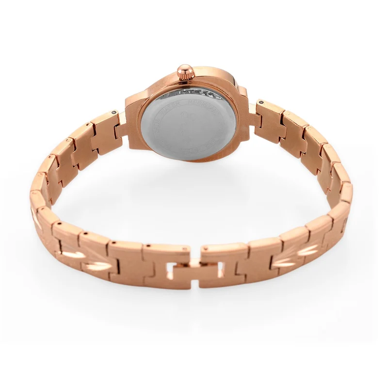 GENOA TIME - Herz-Armbanduhr Legierung, nickelfreies Messing, roséfarben, mit weißen Kristallen, Zifferblatt Rosa-Sunshine, 3 ATM wasserdicht