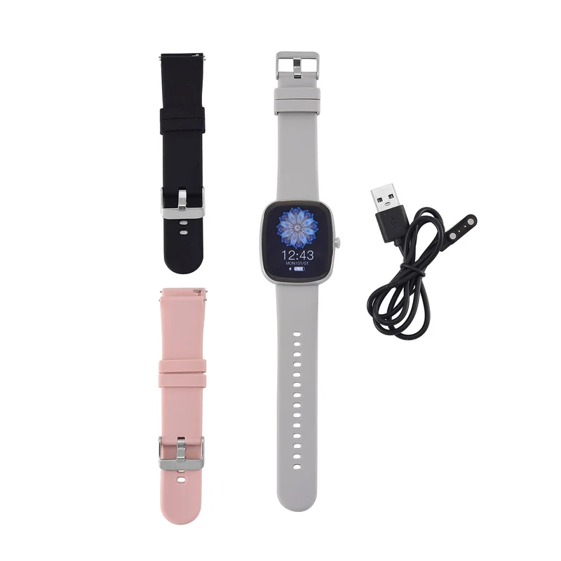 V510 4er set Smartwatch, 1x Smartwatch, 3x Wechselarmbänder, Wasserdichtes Gehäuse, Silikonband, Rosa