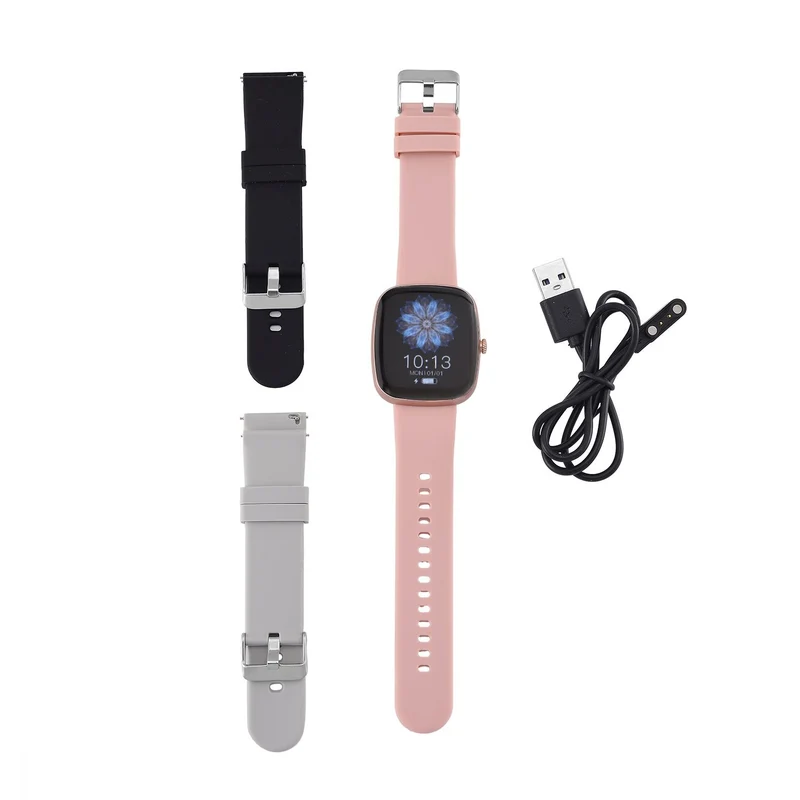 V510 4er set Smartwatch, 1x Smartwatch, 3x Wechselarmbänder, Wasserdichtes Gehäuse, Silikonband, Rosa