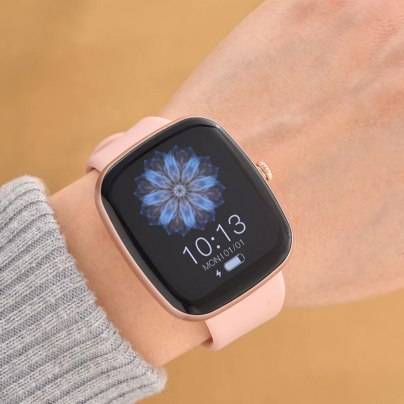 V510 4er set Smartwatch, 1x Smartwatch, 3x Wechselarmbänder, Wasserdichtes Gehäuse, Silikonband, Rosa