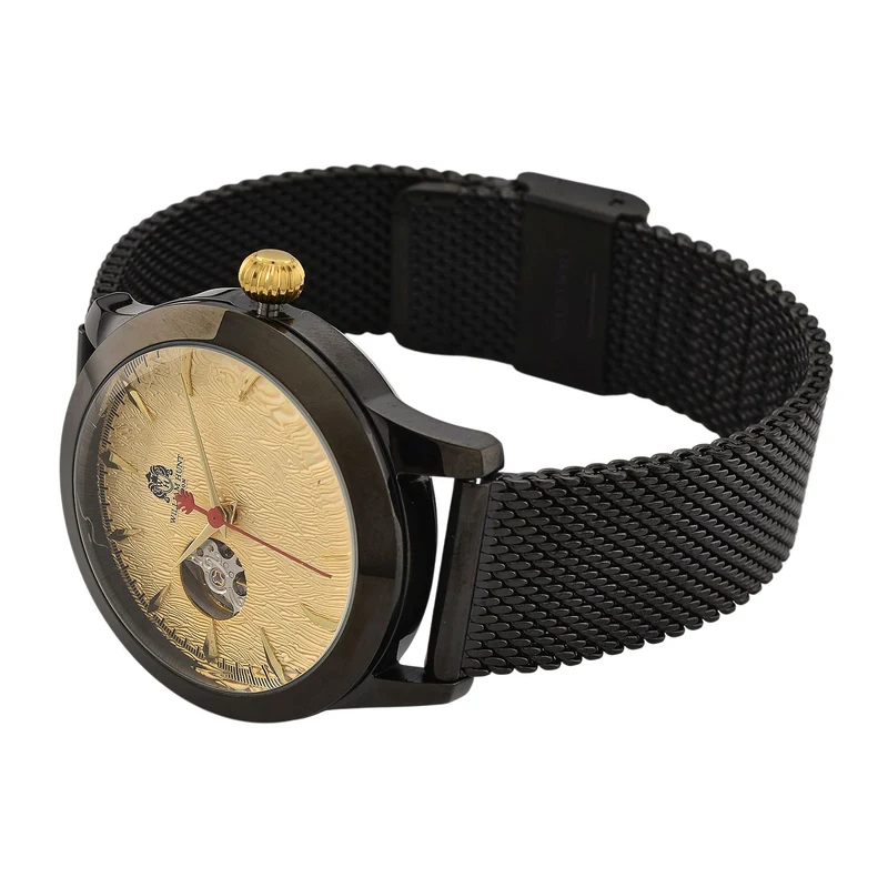 LUXUS SAMMLER EDITION - William Hunt Uhr, SEIKO AUTOMATIK Uhrwerk, Saphir Glashäuser, 5 ATM, Goldfarbene Edelstahl Armband