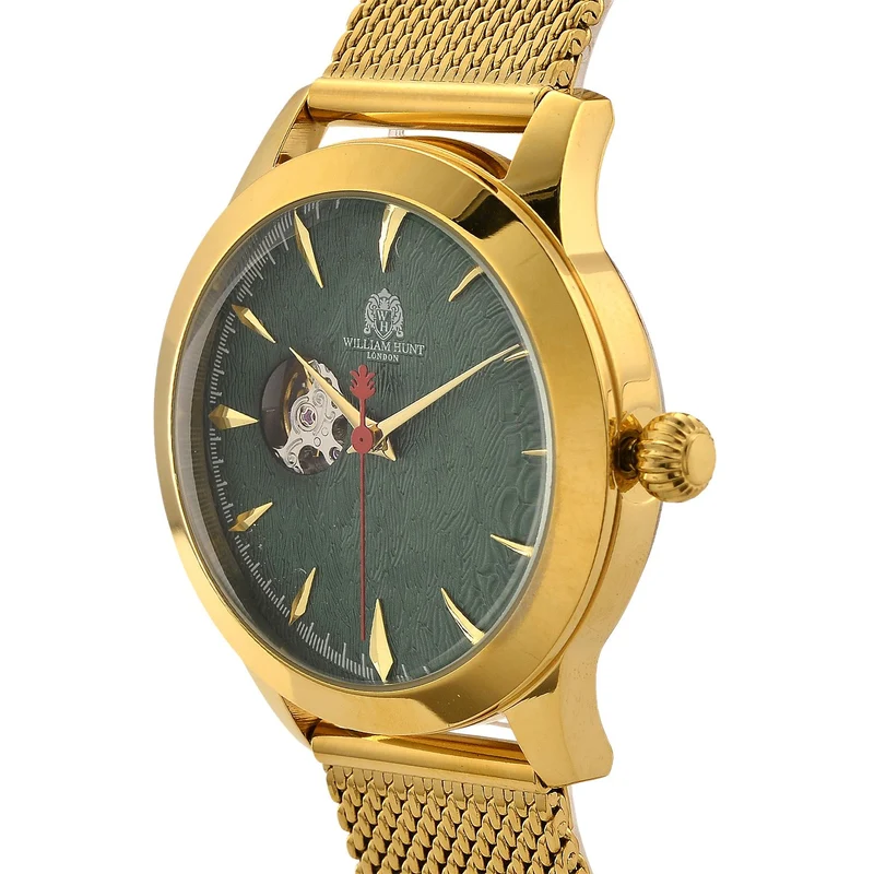 LUXUS SAMMLER EDITION - William Hunt Uhr, SEIKO AUTOMATIK Uhrwerk, Saphir Glashäuser, 5 ATM, Goldfarbene Edelstahl Armband