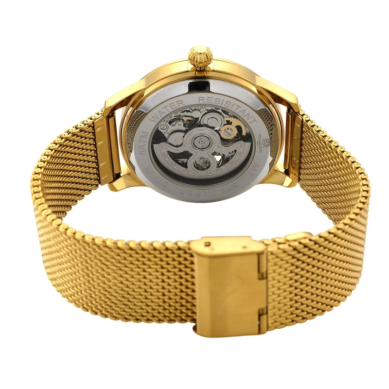LUXUS SAMMLER EDITION - William Hunt Uhr, SEIKO AUTOMATIK Uhrwerk, Saphir Glashäuser, 5 ATM, Goldfarbene Edelstahl Armband