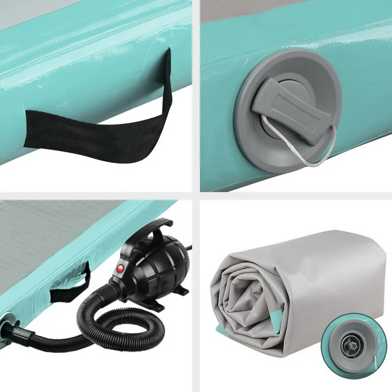 Everfit 5M Air Track Gymnastics Tumbling Exercise Yoga Mat with Pump Inflatable (Mint and Grey)