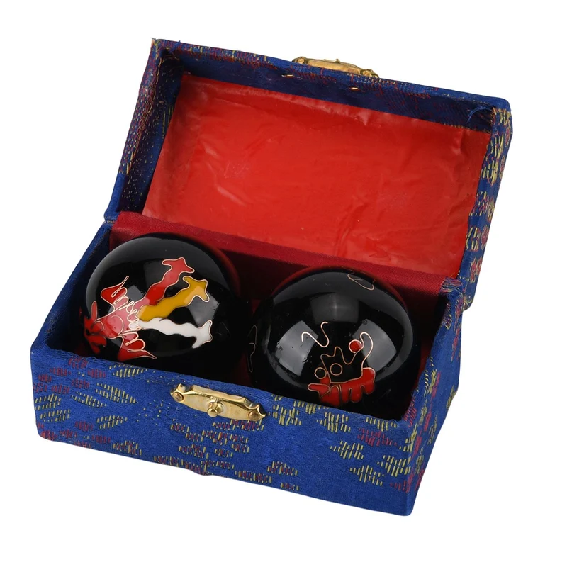 Cloisonne enamel fitness ball Dragon Size:3# 4.7cm Material:Iron Color: Black