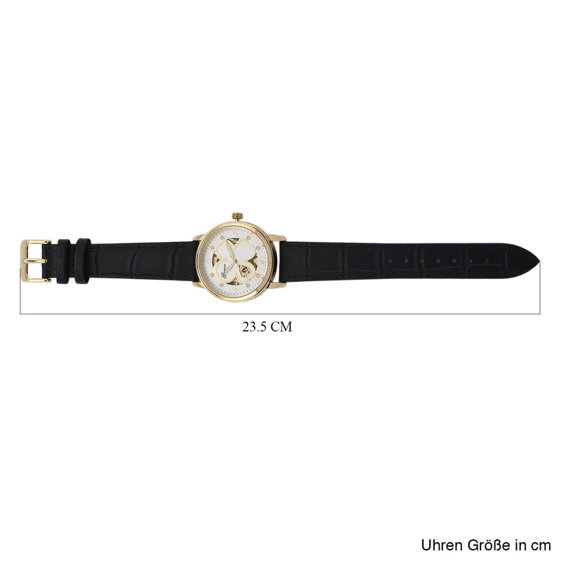 GENOA TIME V2 Automatikuhr mit Automatikwerk, Zifferblatt mit Blumenmuster und Moissaniten, blaues Lederarmband, 36 mm