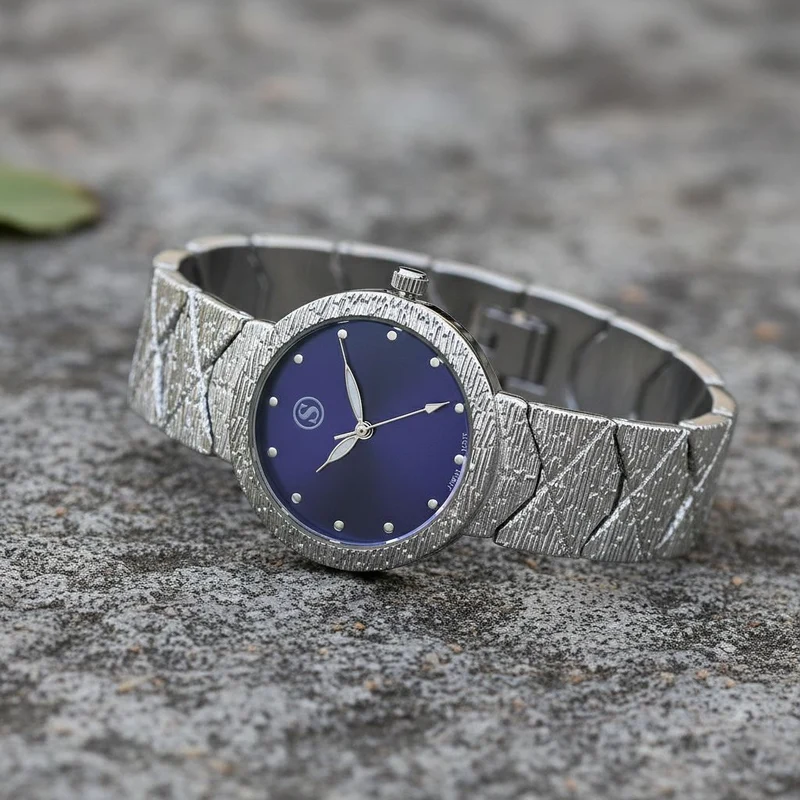 STRADA - Uhr mit japanischem PC21S Uhrwerk, blauem Sonnenschliff-Zifferblatt und Legierungsgehäuse