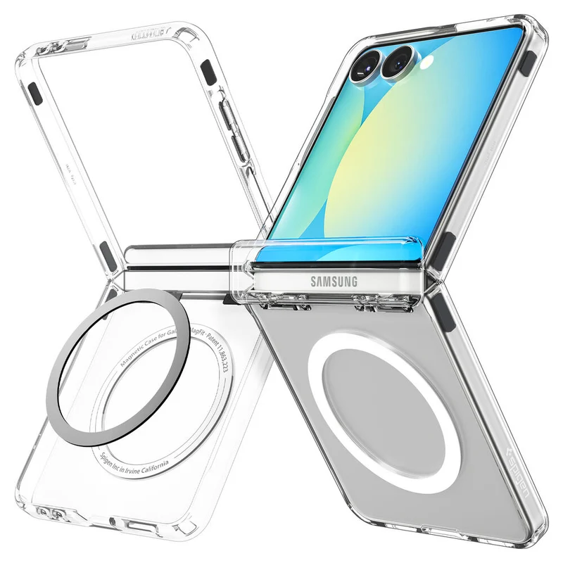 Spigen Samsung Galaxy Z Flip 7 Ultra Hybrid Pro (MagFit) Case - Clear Case / White Ring