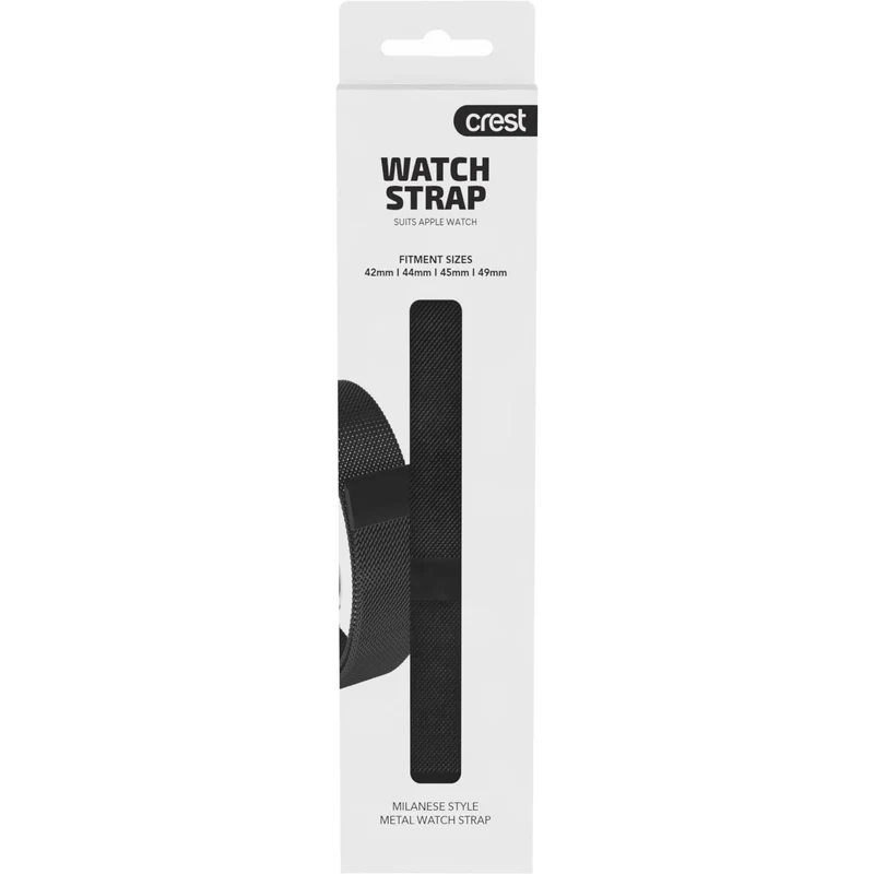 Crest Milanese Watch Strap for Apple Watch 42-49mm (Black)